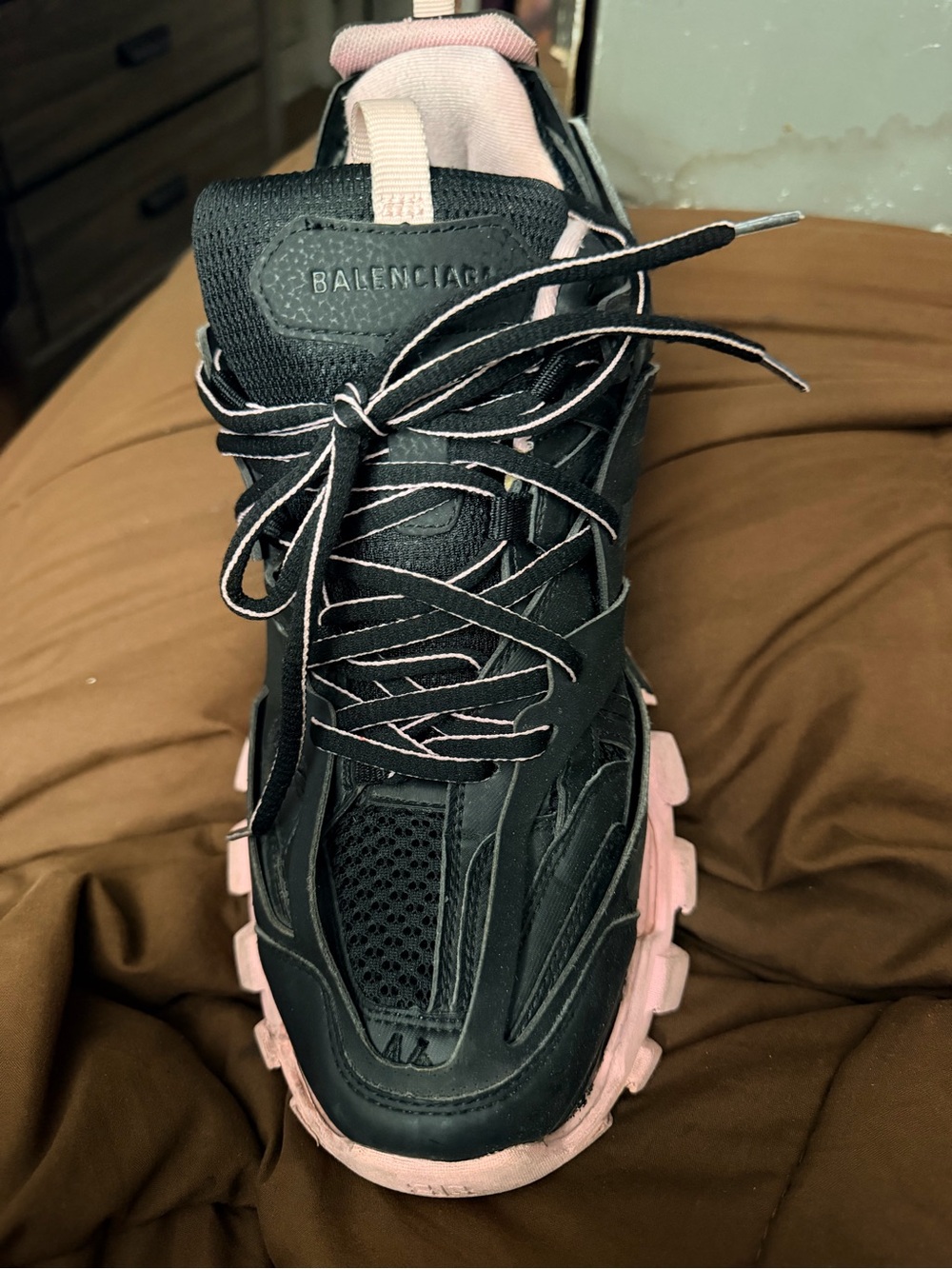 Balenciaga Men Black & Pink Track Sneaker